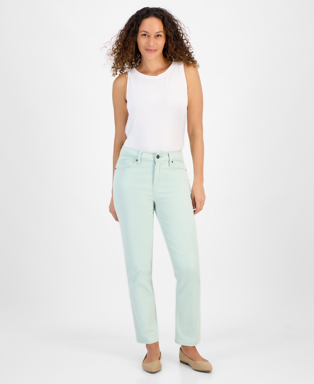 Petite High Rise Natural Straight-Leg Jeans, Created for Macy's - Stone Wall
