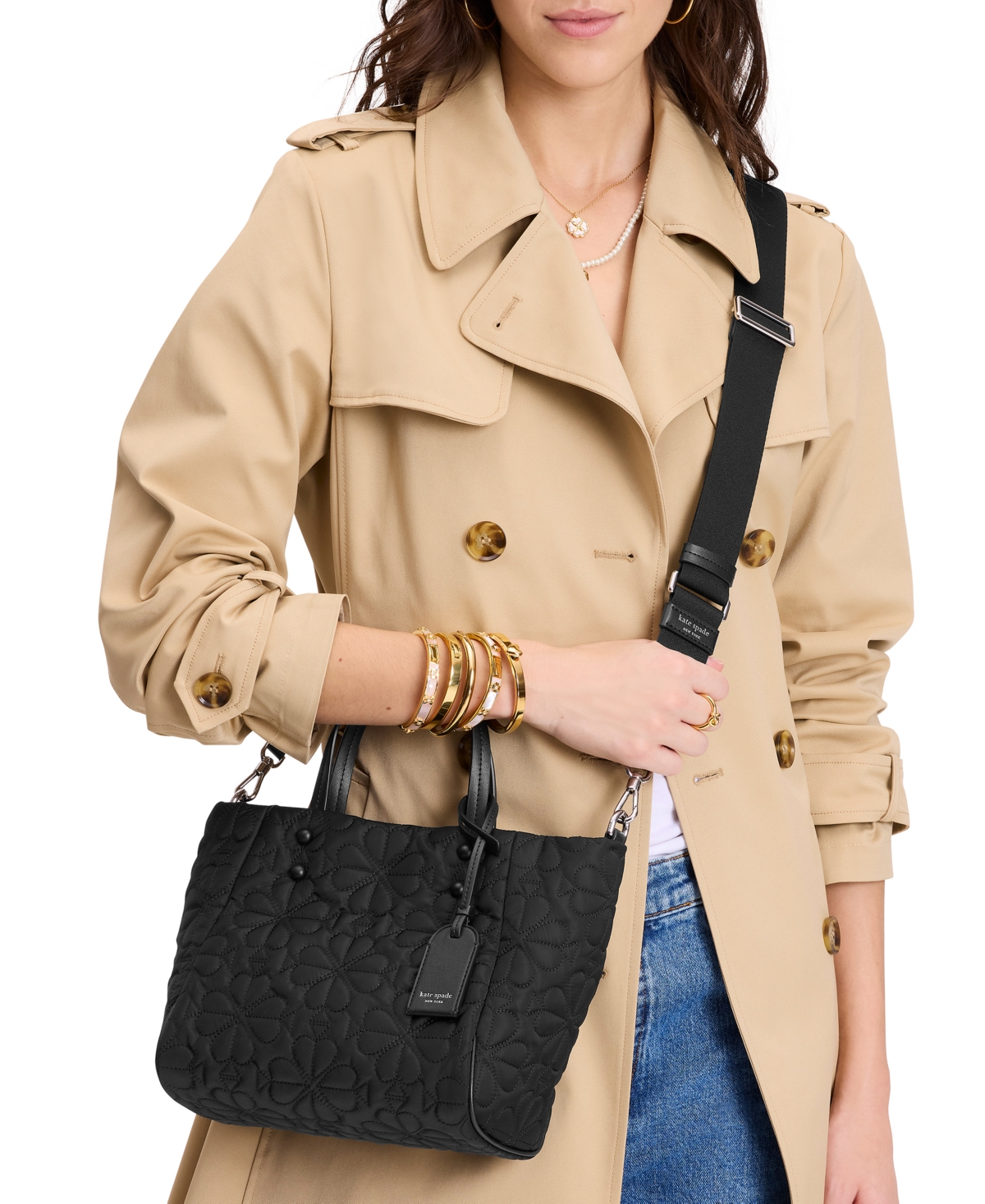 Shop Kate Spade Tilly Small Quilted Tote Bag In Black