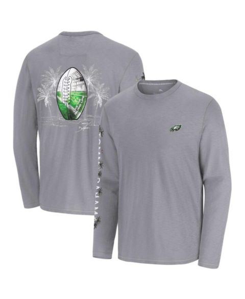 Мужская футболка Tommy Bahama Gray Philadelphia Eagles Oasis Endzone Lux Long Sleeve