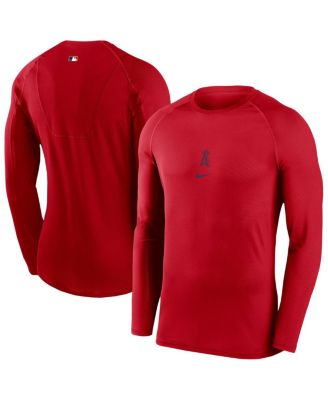 Nike - Men's Red Los Angeles Angels Authentic Collection Raglan Long Sleeve T-shirt