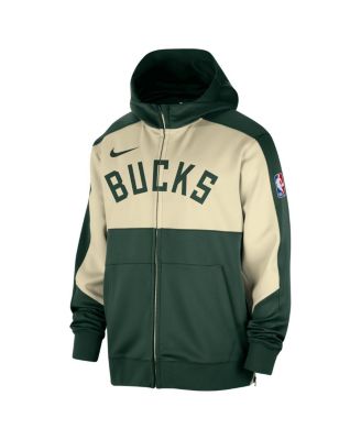 Men's Hunter Green Milwaukee Bucks Authentic On-Court Showtime Performance Full-Zip Hoodie
