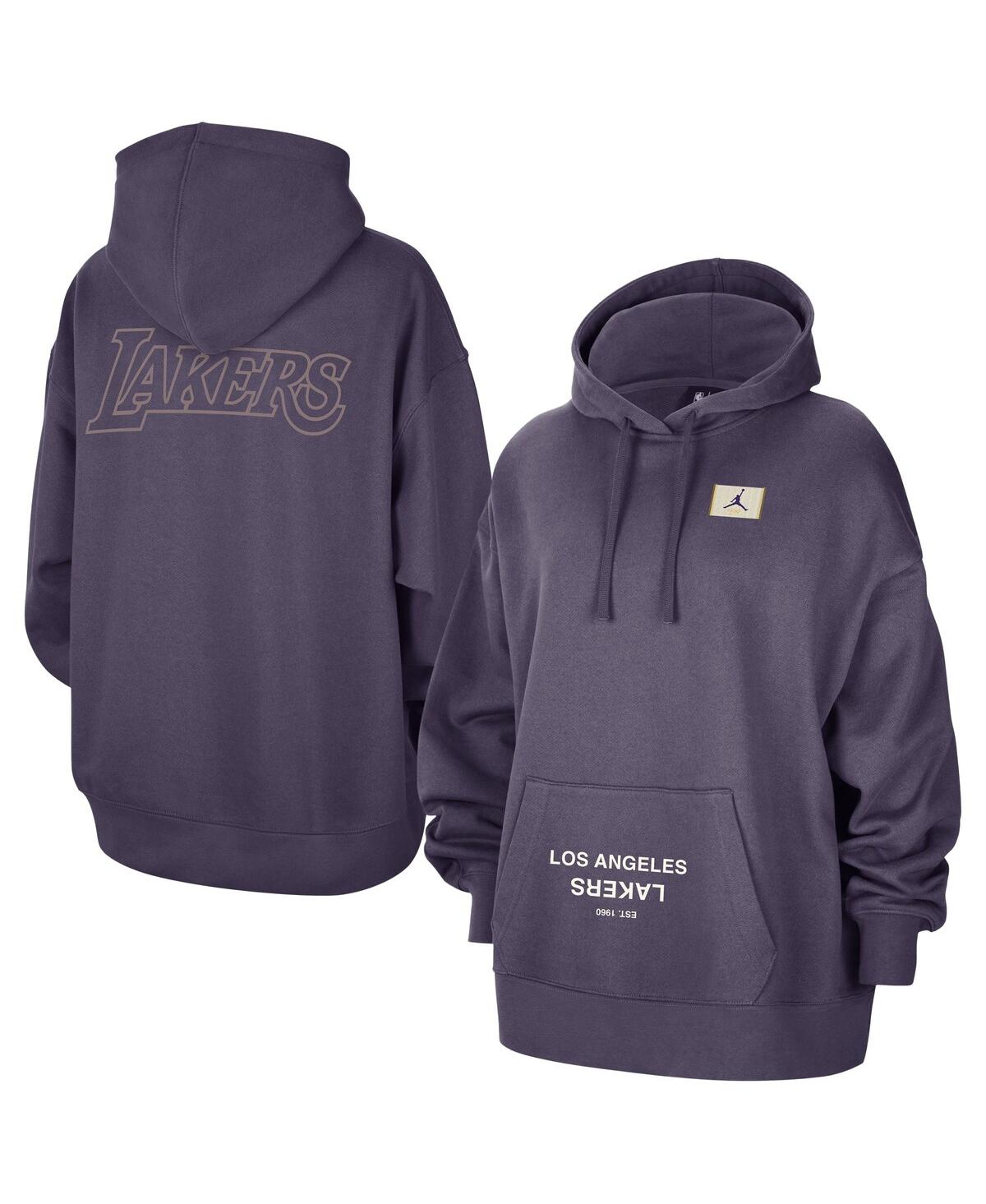 JORDAN WOMEN'S PURPLE LOS ANGELES LAKERS COURTSIDE STATEMENT EDITION OVERSIZE PULLOVER HOODIE 