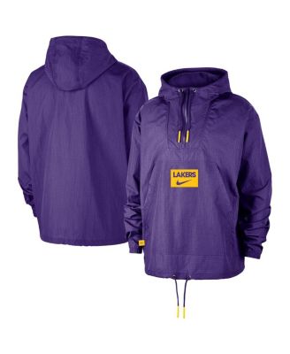 Nike - Men's&nbsp;Purple Los Angeles Lakers Courtside Premium Club Anorak Quarter-Zip Pullover Hoodie
