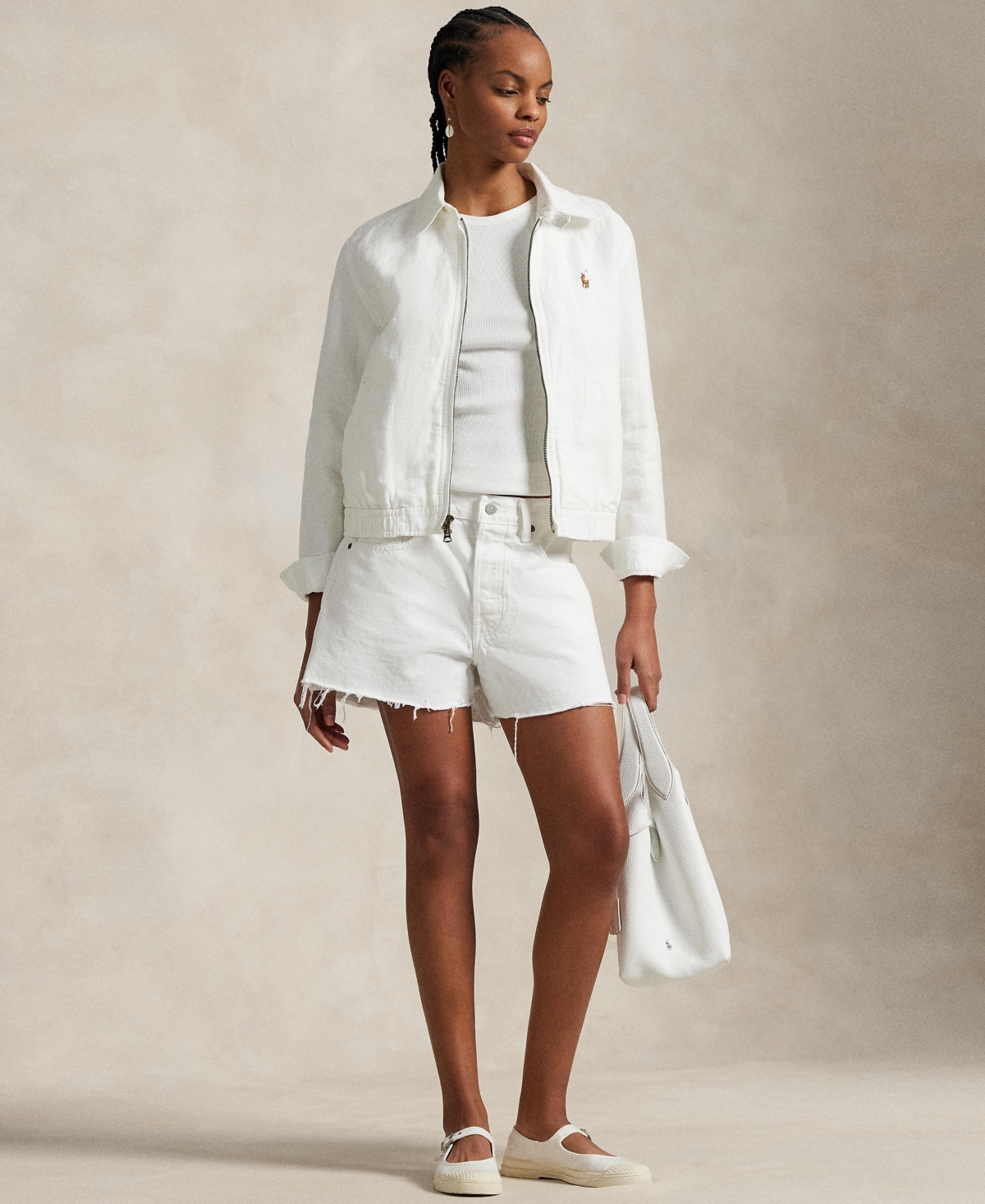 Polo Ralph Lauren Women's Linen Windbreaker In White