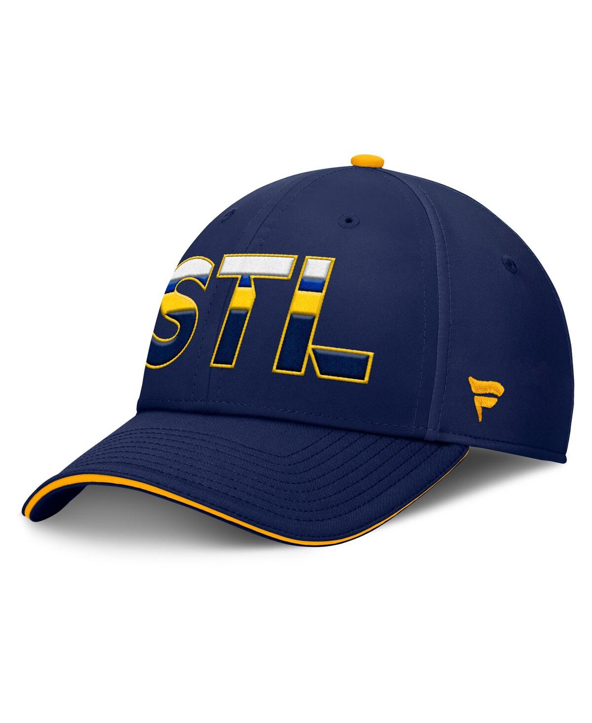 Fanatics Men's Navy/gold St. Louis Blues Authentic Pro Rink Team Code Flex Hat In Navy,gold