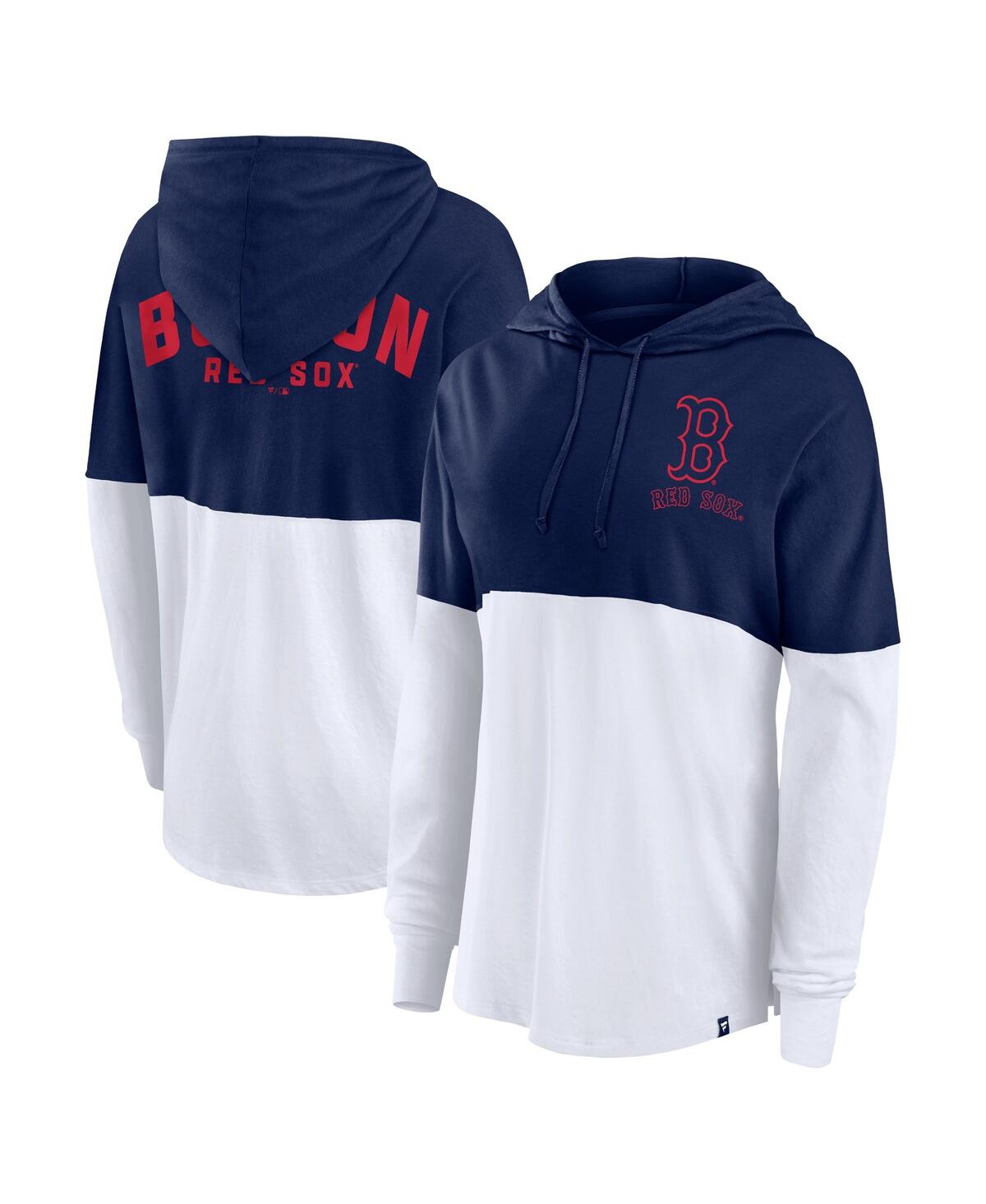 Fanatics Women's Navy/white Boston Red Sox Backup Option Pullover Hoodie In Navy,white