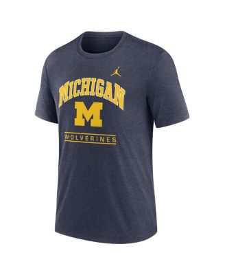 Men's Navy Michigan Wolverines Arch Over Logo Tri-Blend T-Shirt