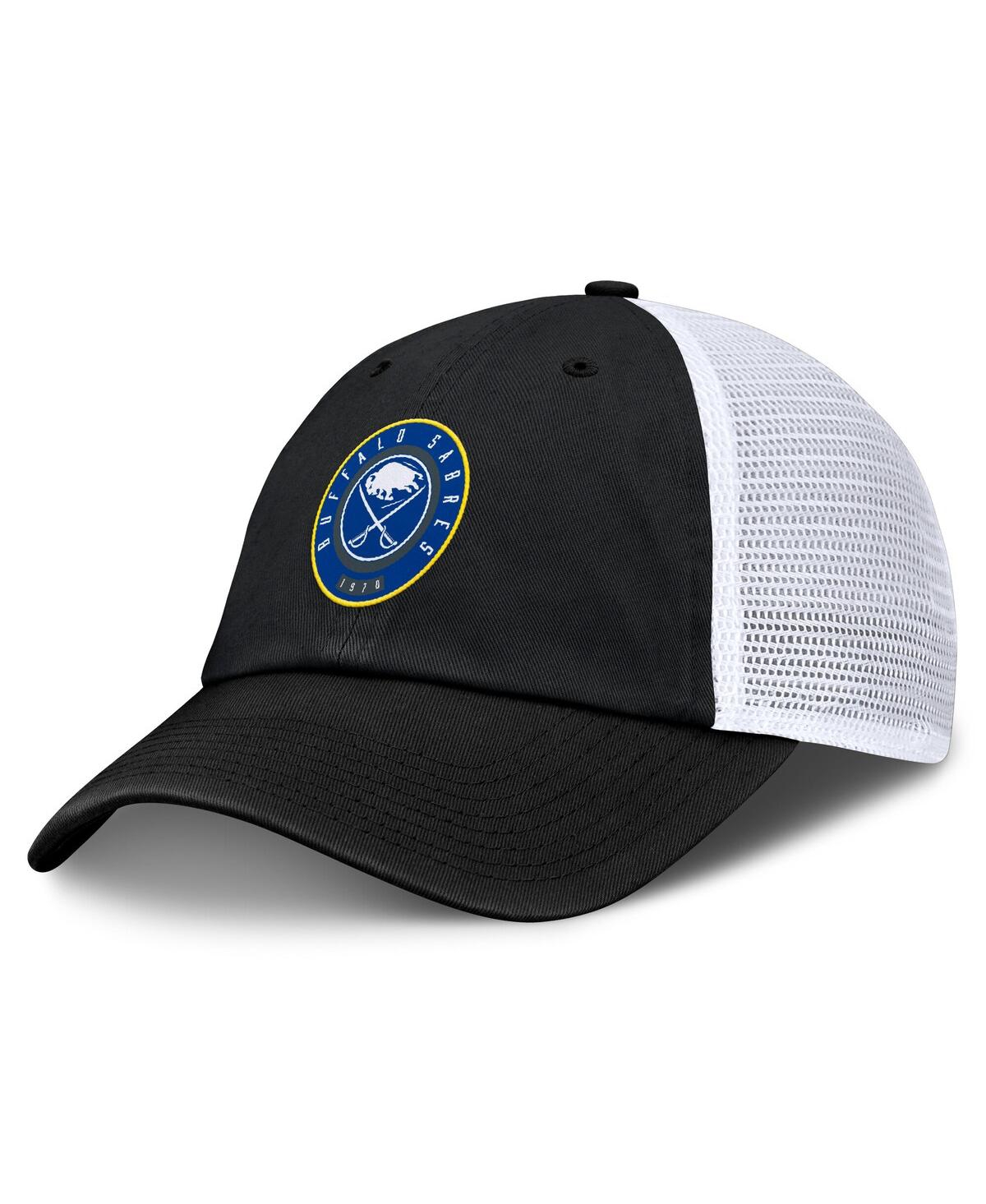 Fanatics Men's Black/white Buffalo Sabres Averie Trucker Adjustable Hat In Black,white