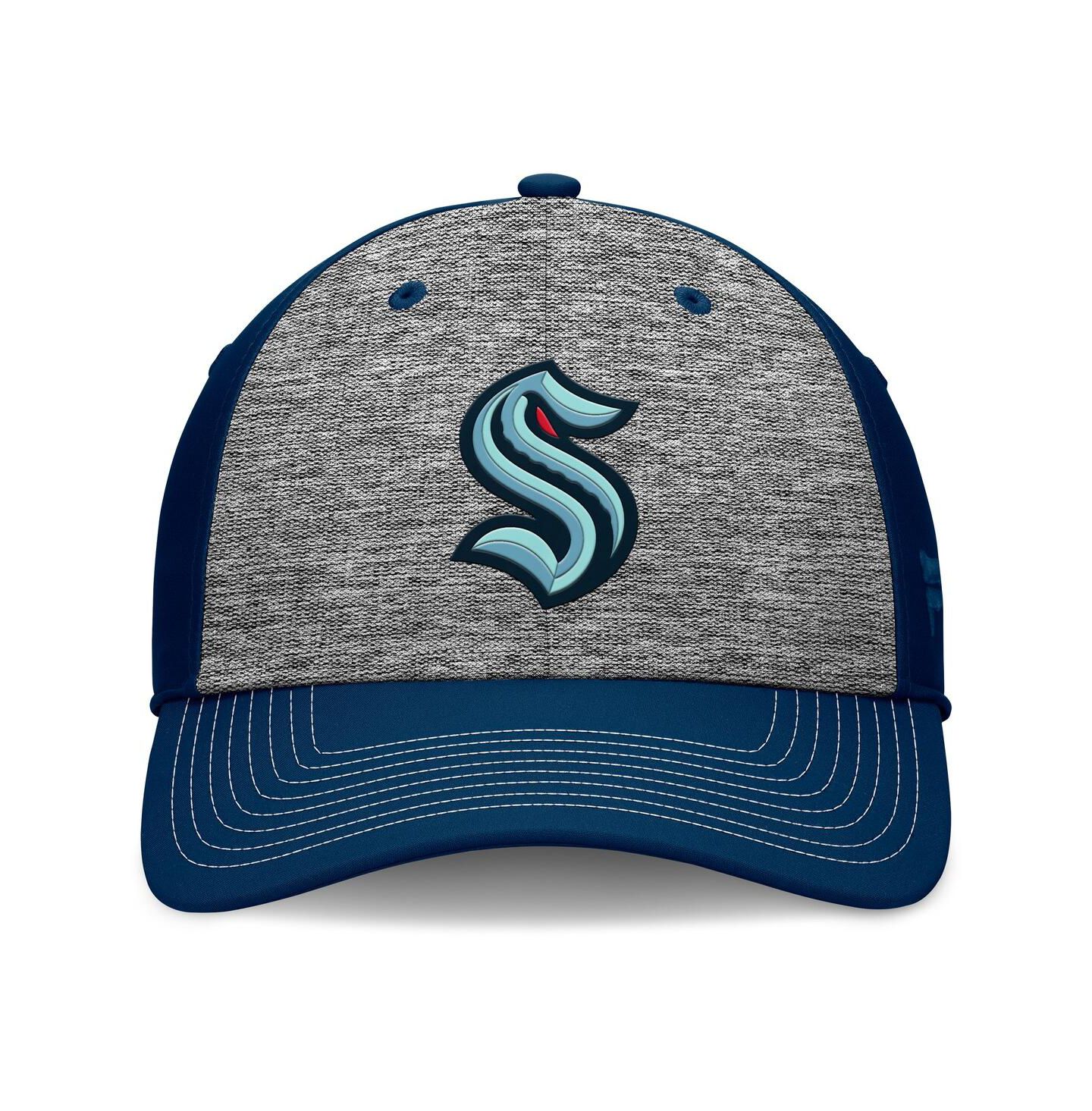 Мужские головные уборы Fanatics Gray/Navy Seattle Kraken Fundamental Top Shelf 2-Tone Flex Hat — фото 2