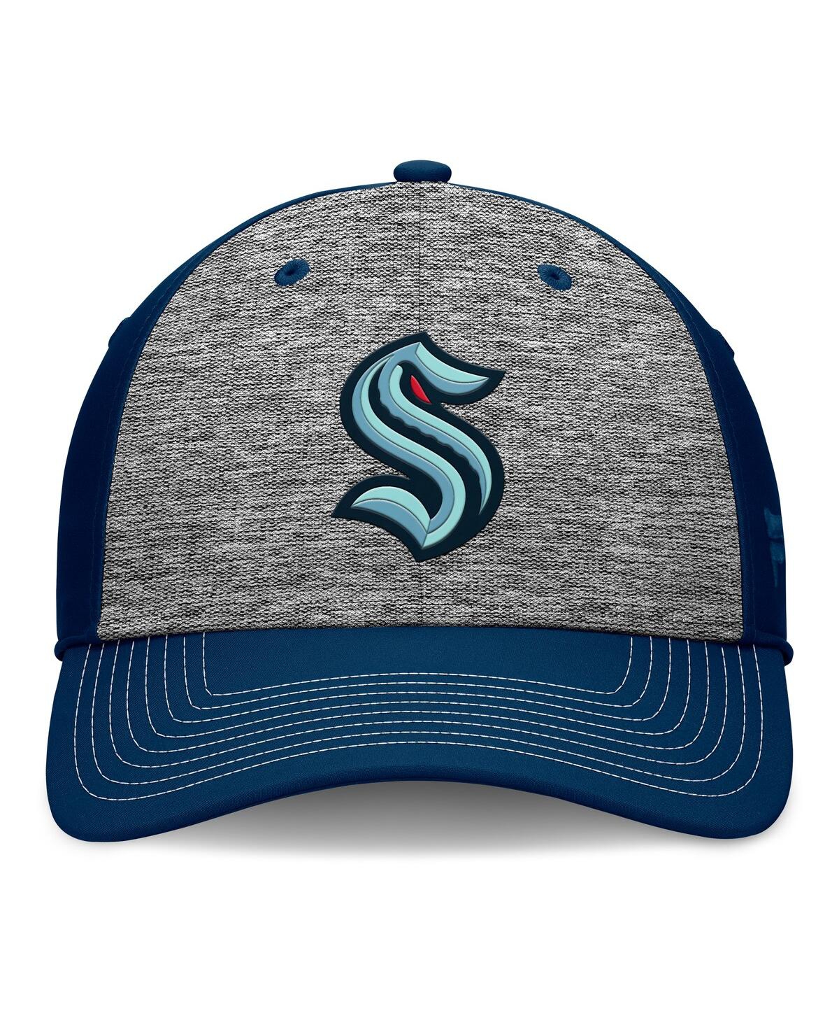 Fanatics Men's Gray/navy Seattle Kraken Fundamental Top Shelf 2-tone Flex Hat In Gray,navy