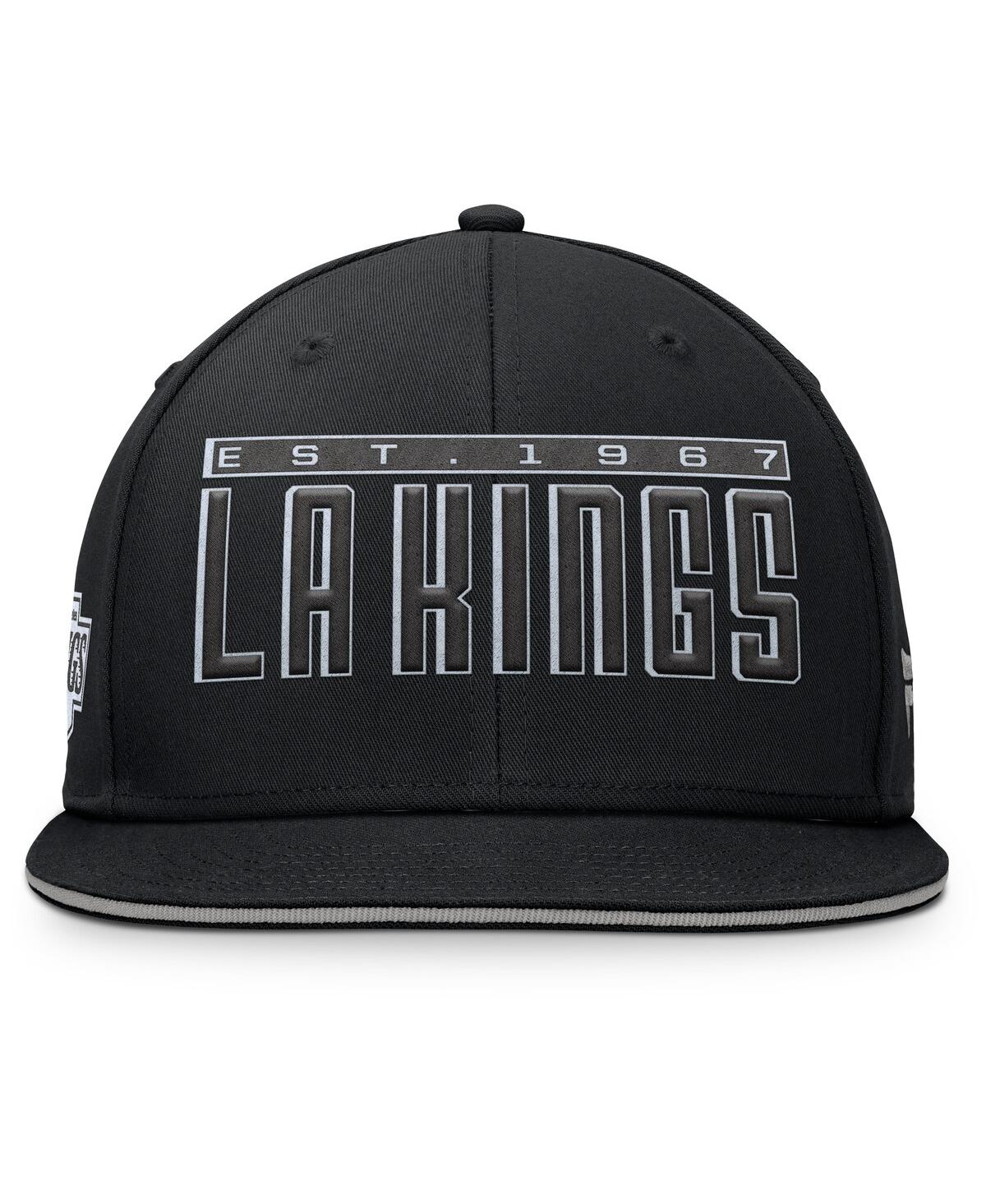Fanatics Men's Black Los Angeles Kings Gino Flat Brim Snapback Hat In Black
