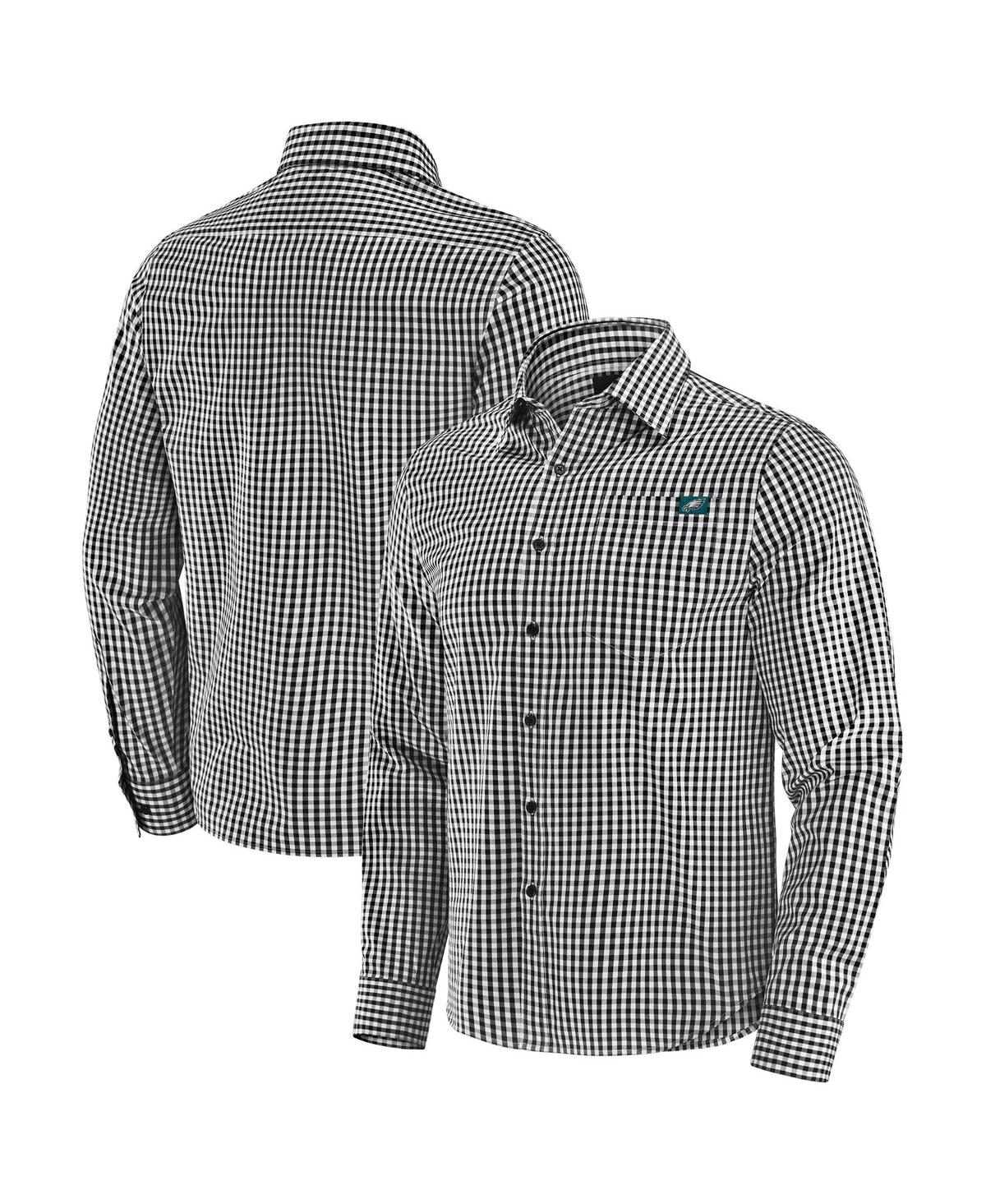 Men's Black Philadelphia Eagles Dual Threat Long Sleeve Button-Up T-Shirt - Black