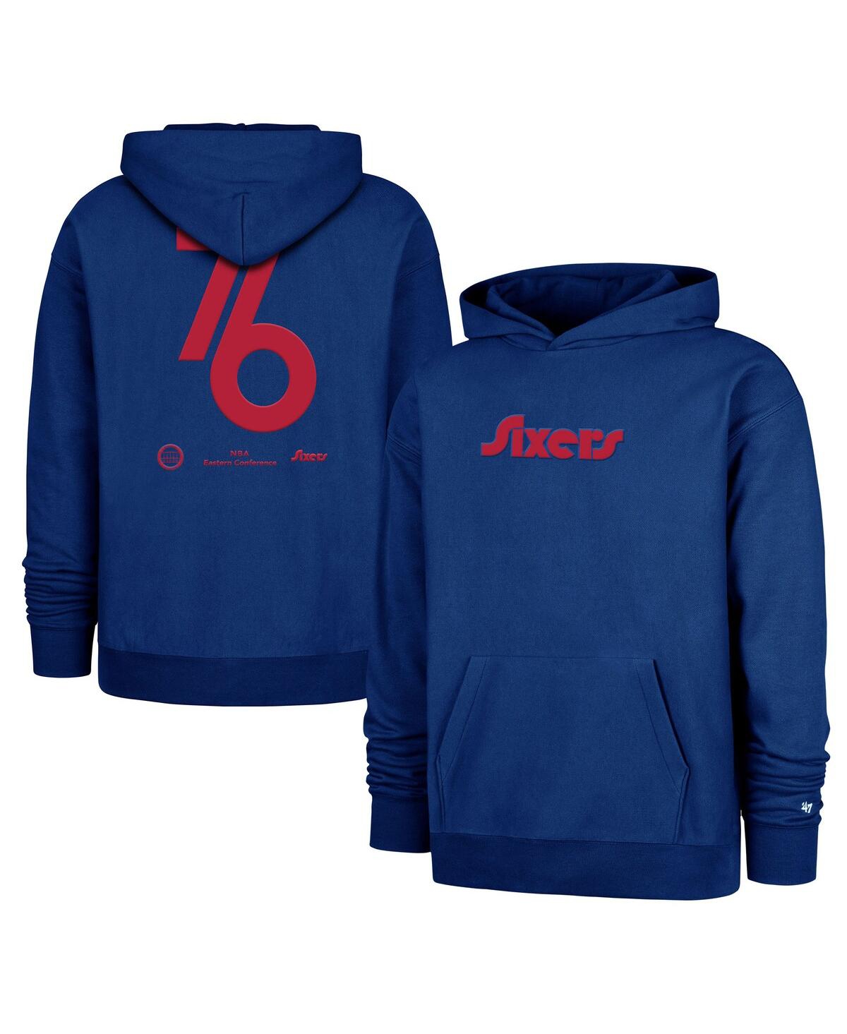 Shop 47 Brand Men's Royal Philadelphia 76ers 2024/25 City Edition Double Crossover Foundation Pullover Hoodie