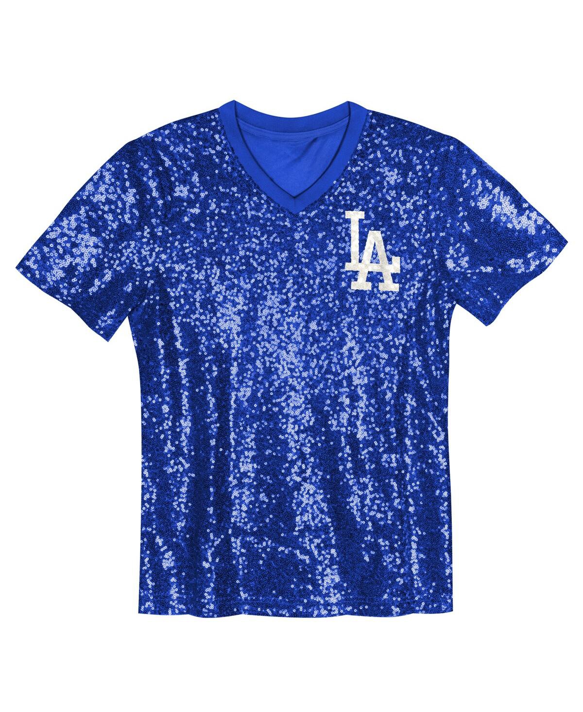 Outerstuff Juniors Shohei Ohtani Royal Los Angeles Dodgers Name Number Sequin V-neck Top In Royal