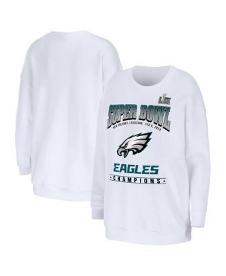 WEAR by Erin Andrews - Women's White Philadelphia Eagles Super Bowl LIX Champions Fleece Pullover Sweatshirt