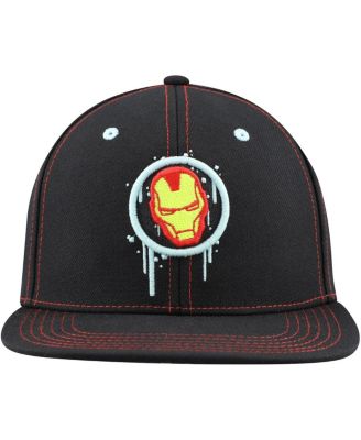 Big Boys and Girls Black Iron Man Glow-in-the-Dark Snapback Hat