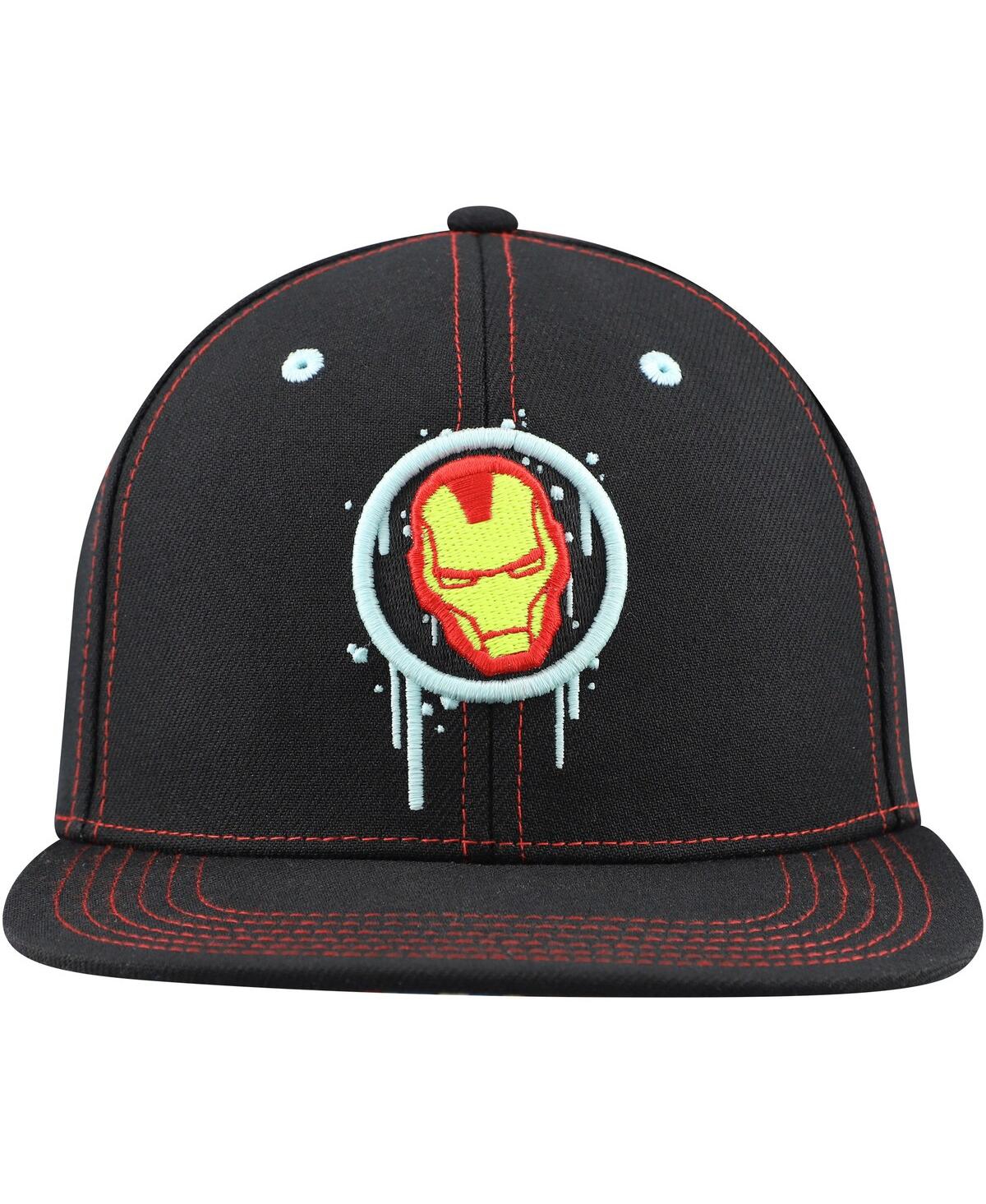 LIDS BIG BOYS AND GIRLS BLACK IRON MAN GLOW-IN-THE-DARK SNAPBACK HAT 