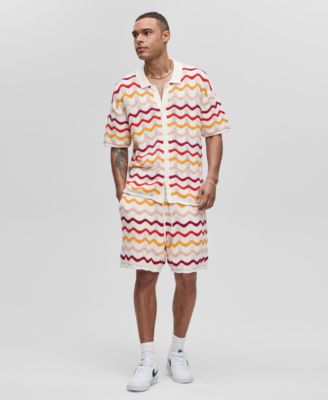 Men's Short-Sleeve Gradient Zig-Zag Sweater Top, Exclusively at Macy's