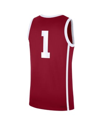 Men's Crimson Oklahoma Sooners 1 Road Replica Basketball Jersey