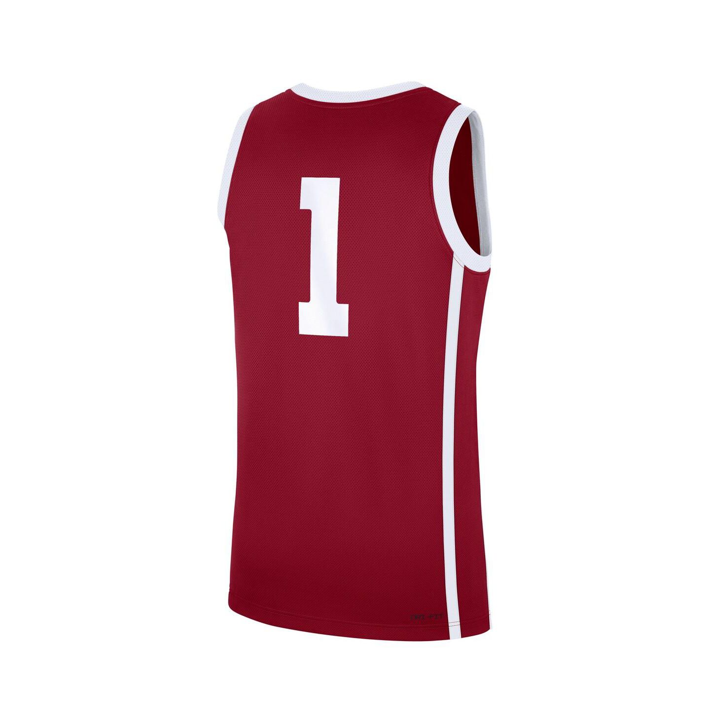 Мужской топ Jordan Crimson Oklahoma Sooners 1 Road Replica Basketball Jersey — фото 3