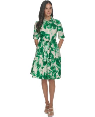 Calvin Klein - Women's Cotton Floral Short-Sleeve Shirtdress