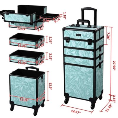 Rolling Makeup Train Case 4in1 Cosmetic Case