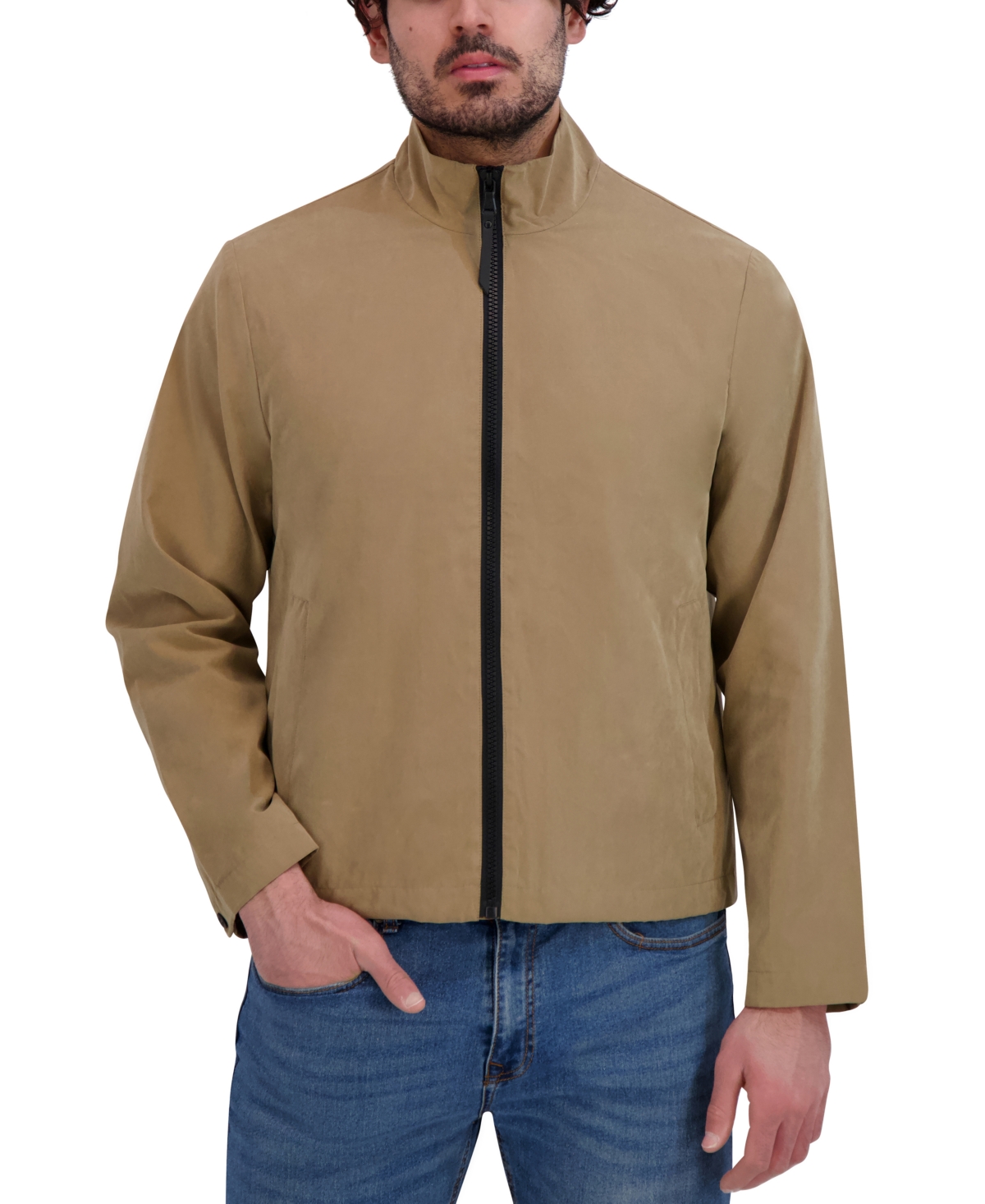 Robert Graham Men's Lightweight Peached Stand Collar Jacket In Tan