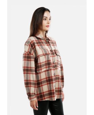 Long Sleeves Oversized Checkered Shacket
