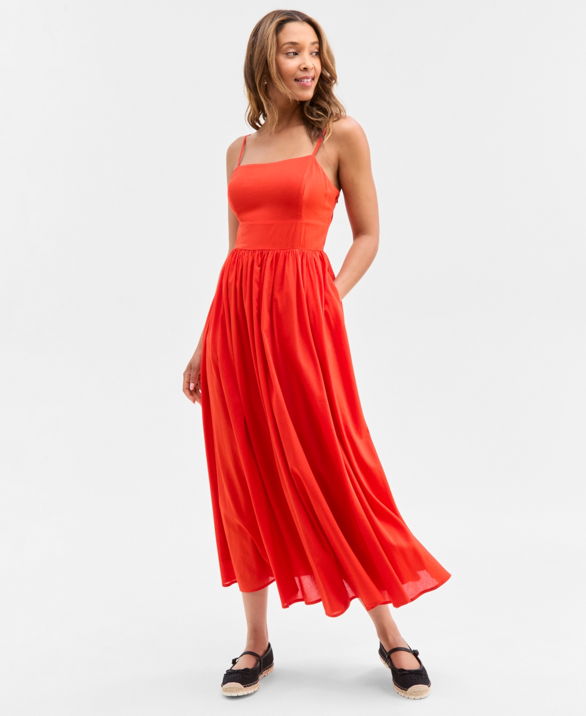 On 34th Women's Square-neck Maxi Dress, Exclusively At Macy's In Fiery Red