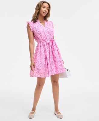 On 34th - Women's Flutter-Sleeve V-Neck Dress