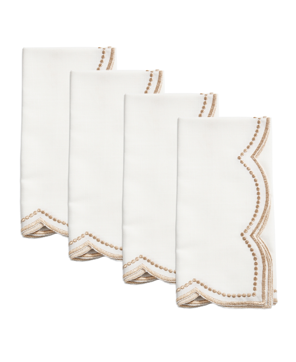 SARO LIFESTYLE EMBROIDERED POLKA DOT NAPKIN, SET OF 4 