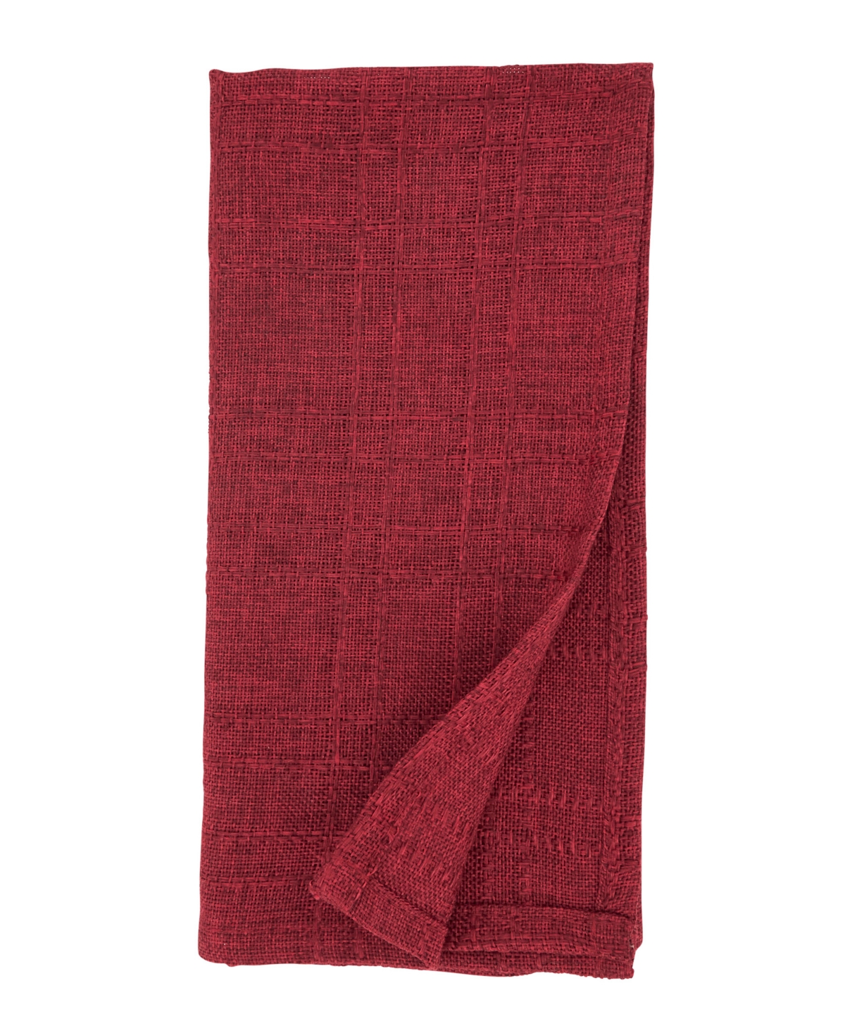 Saro Lifestyle Refined Stitched Plaid Napkin, Set Of 4 In Burgundy