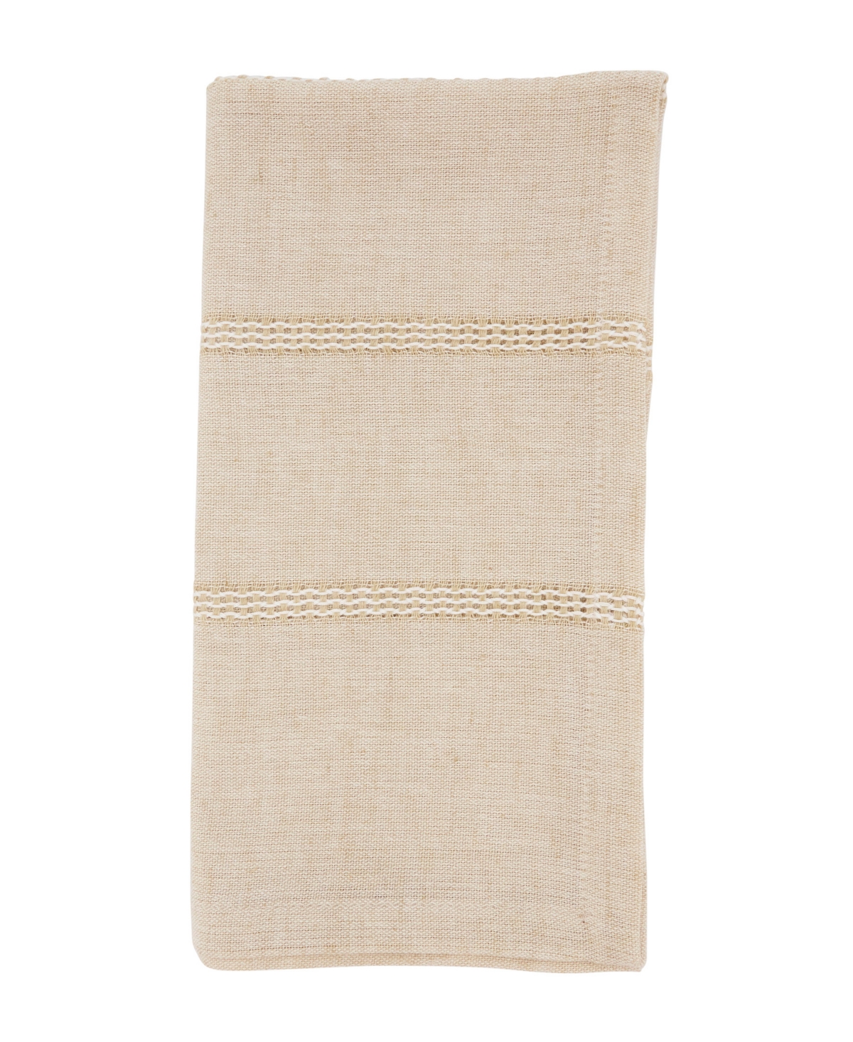 Saro Lifestyle Leno Stripe Elegance Napkin, Set Of 4 In Natural