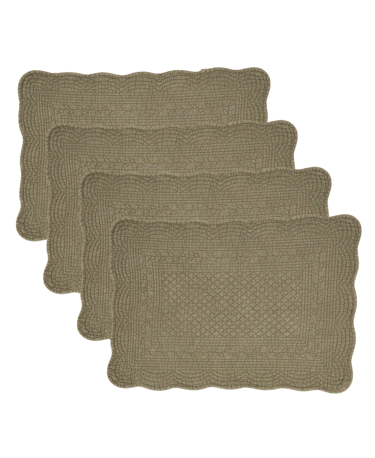 Saro Lifestyle Charming Quilted Placemat, Set Of 4 In Olive