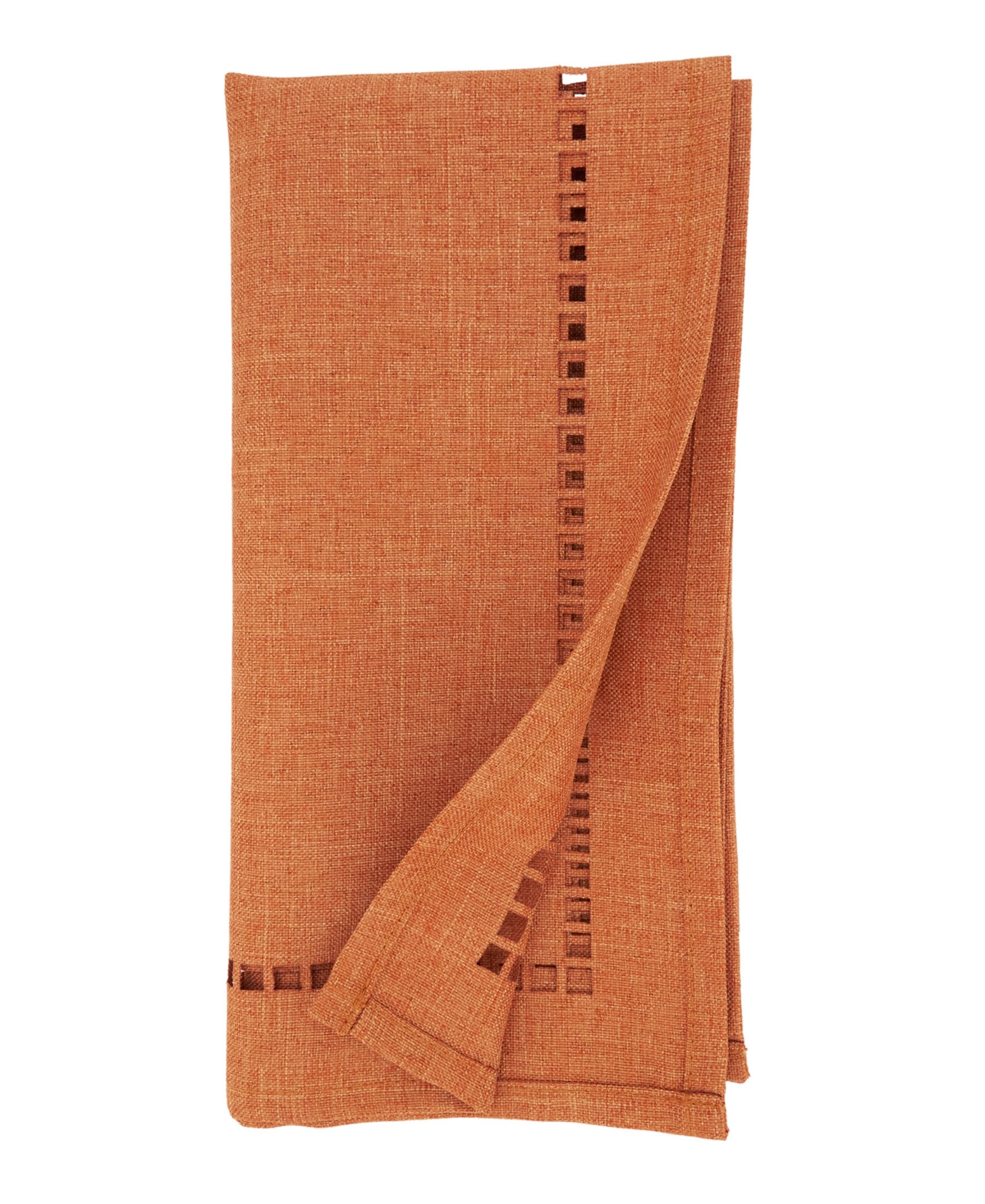 Saro Lifestyle Laser-cut Hemstitch Napkin, Set Of 4 In Rust