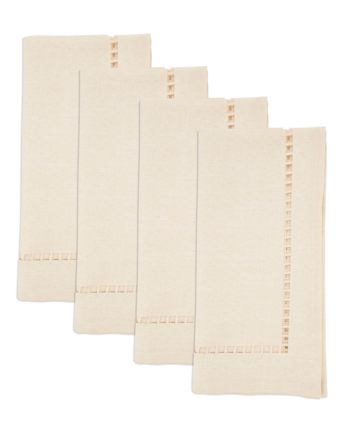 Saro Lifestyle Laser-cut Hemstitch Napkin, Set Of 4 In Ivory