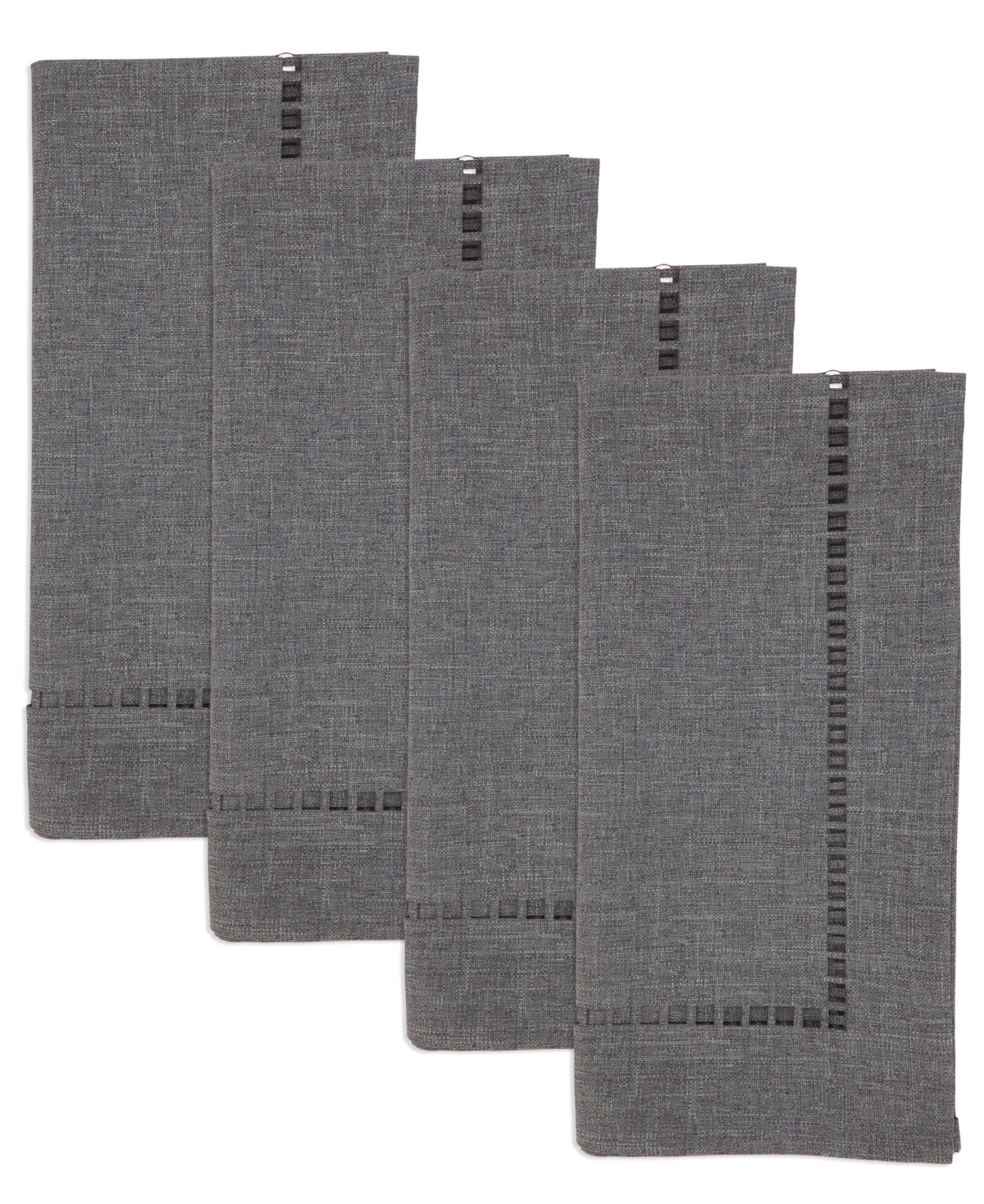 Saro Lifestyle Laser-cut Hemstitch Napkin, Set Of 4 In Charcoal