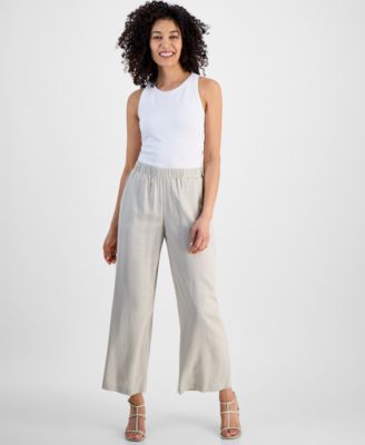 JM Collection - Petite Textured Wide-Leg Pull-On Pants