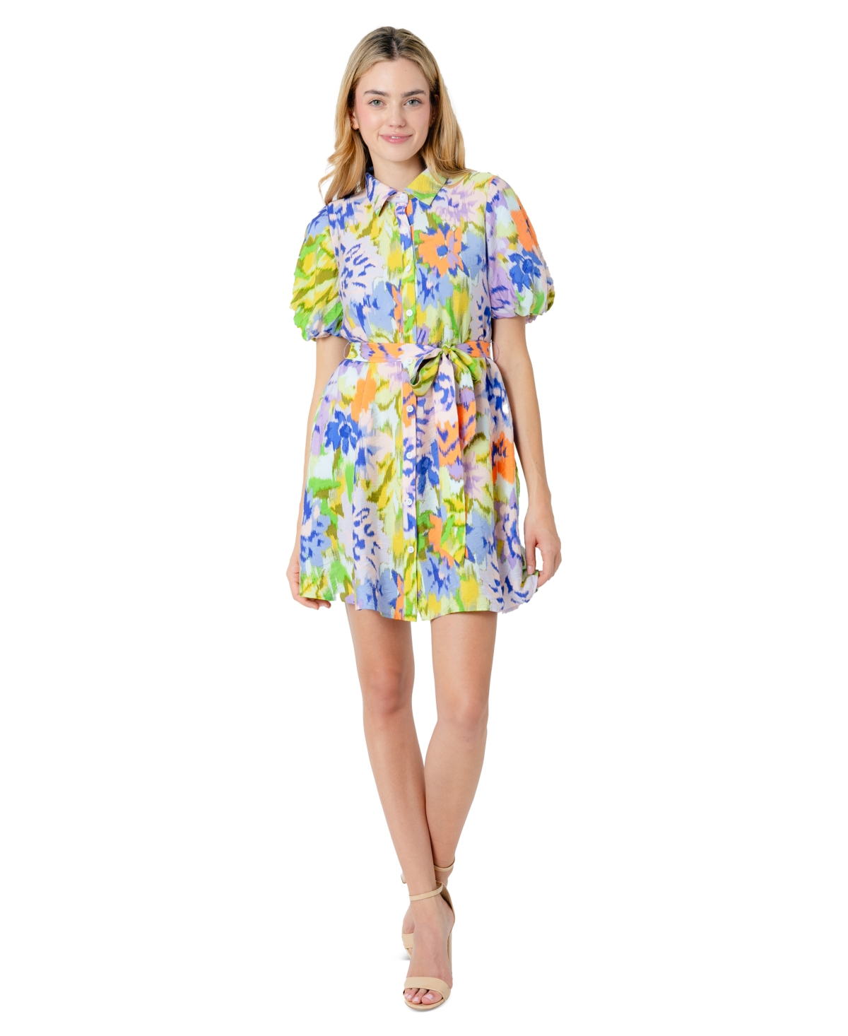 SAM EDELMAN WOMEN'S PRINTED PUFF-SLEEVE SHIRTDRESS 