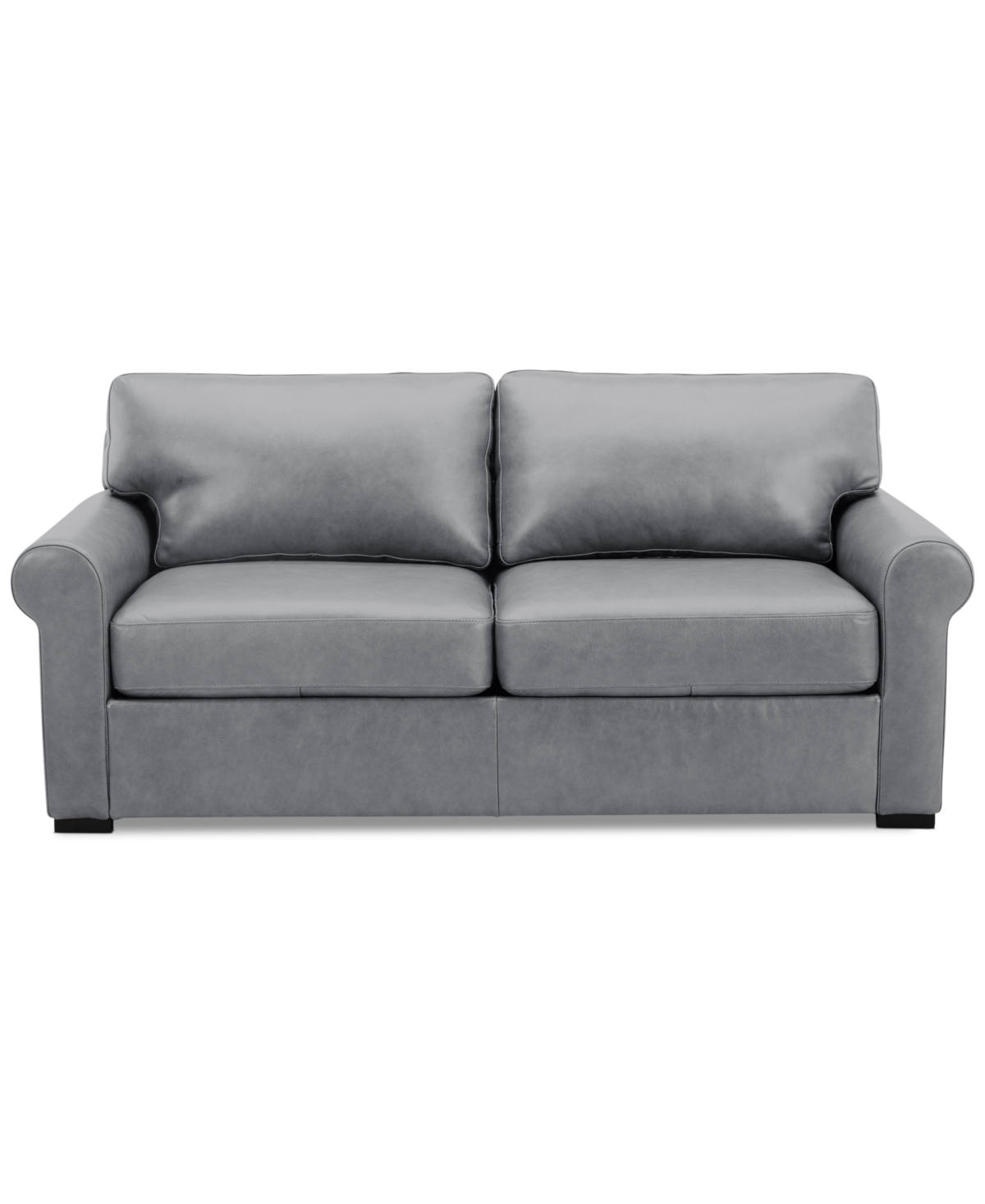 Macy's Radley 74" Leather Roll Arm Apartment Sofa, Exclusively At  In Light Grey