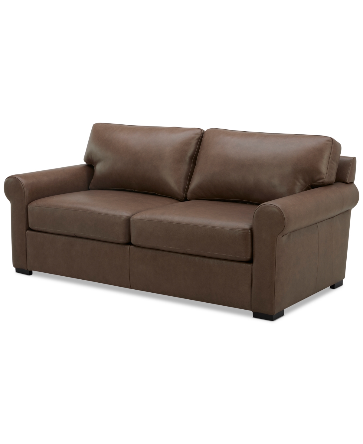 Macy's Radley 74" Leather Roll Arm Apartment Sofa, Exclusively At  In Chesnut