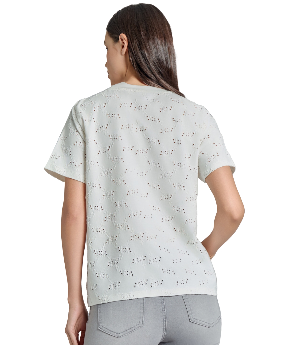 Jones New York Boxy Eyelet Pocket T-shirt In Nyc White