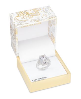 Silver-Tone Cubic Zirconia Statement Ring