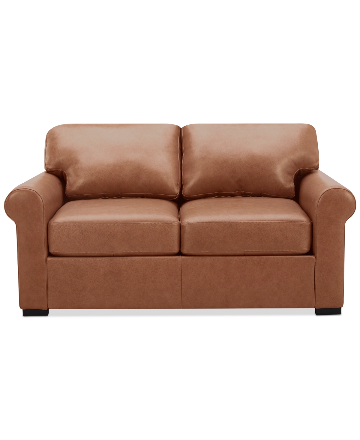 Macy's Radley 61" Leather Roll Arm Loveseat, Exclusively At  In Light Tan