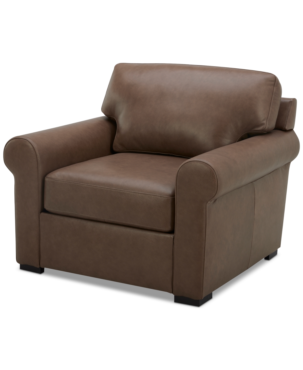 Macy's Radley 38" Leather Roll Arm Chair, Exclusively At  In Chesnut