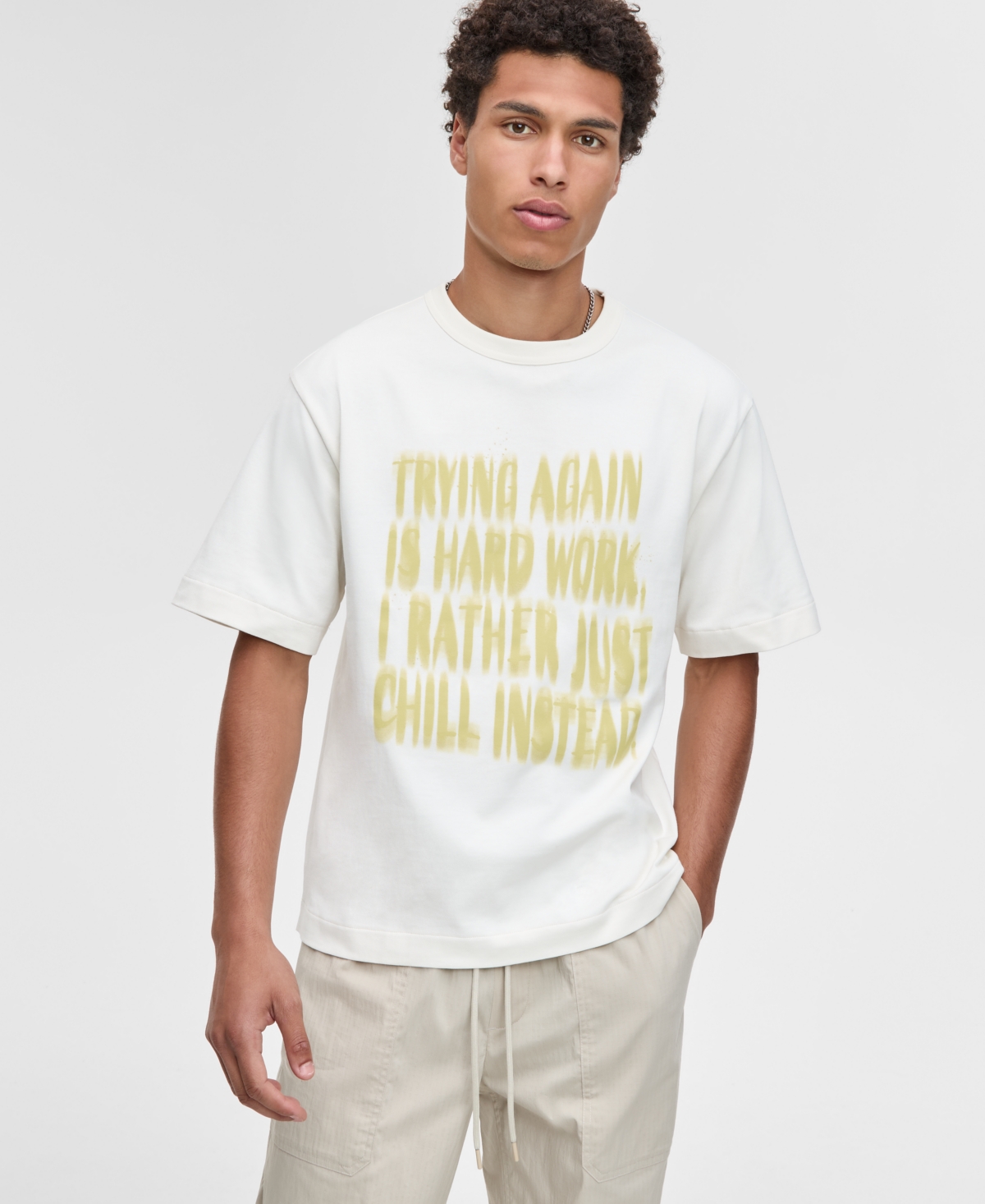 Men's Try Again Relaxed-Fit Graphic T-Shirt, Exclusively at Macy's - Neo Natural