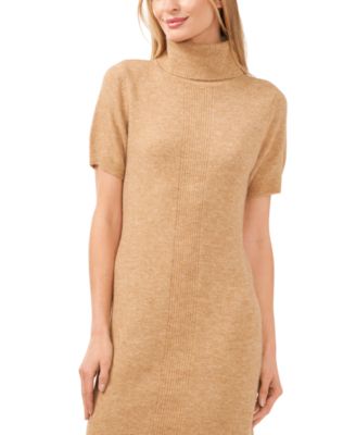 Women's Short-Sleeve Turtleneck Sweater Dress