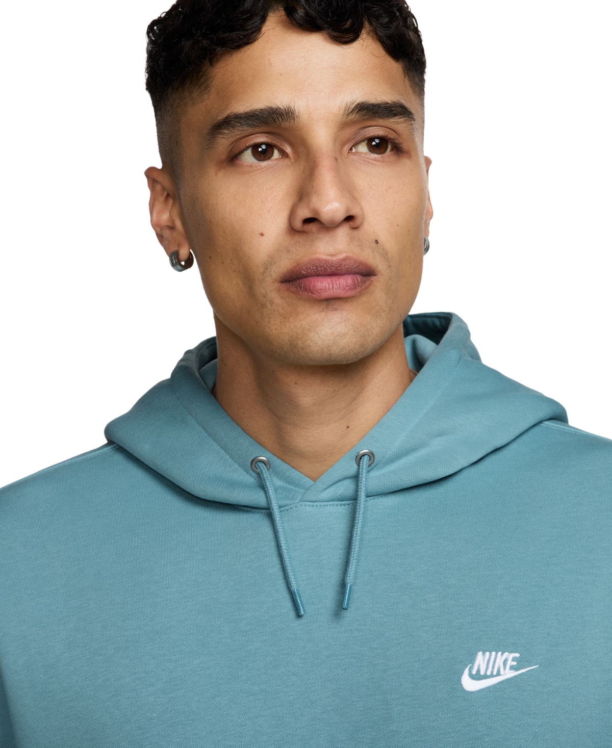 Nike Club Fleece Pullover Hoodie In Denim Turq,denim Turq,white