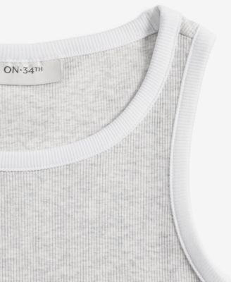 Women's Contrast Tipped Micro Rib Tank Top, Exclusively at Macy's