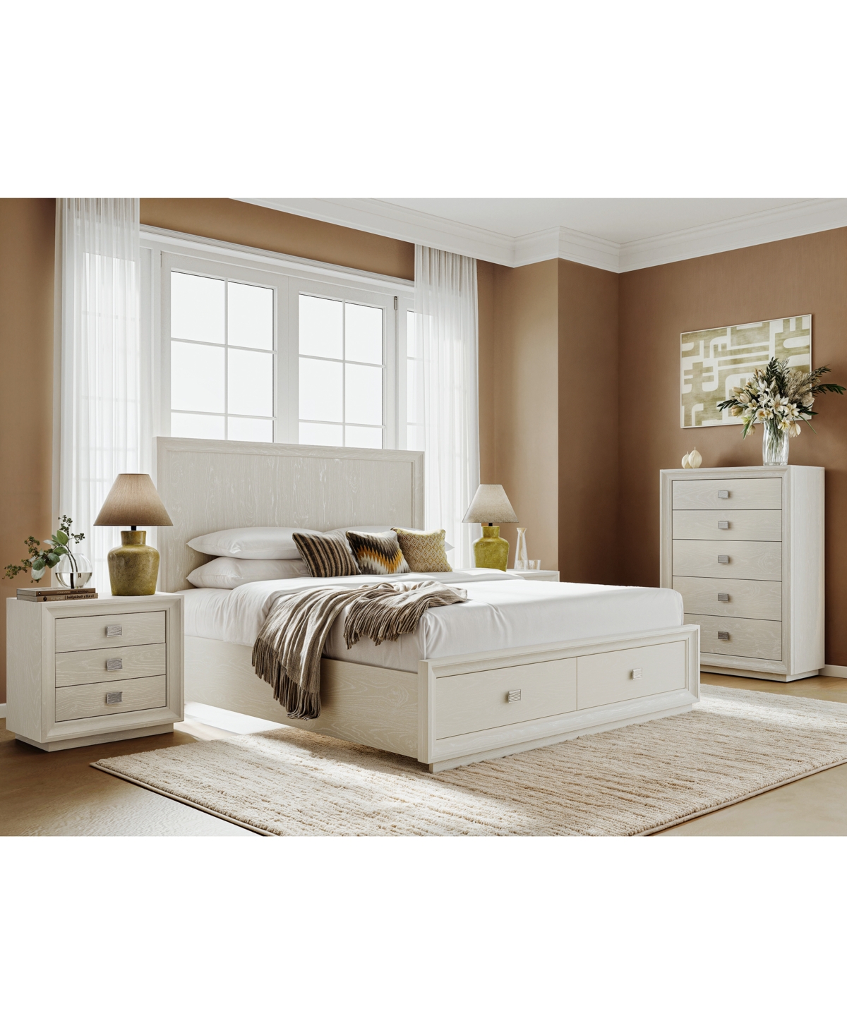 MACY'S PRIYA 3 PC. CALIFORNIA KING SET (STORAGE BED, CHEST & 3-DRAWER NIGHTSTAND) 